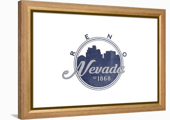 Reno, Nevada - Skyline Seal (Blue)-Lantern Press-Framed Stretched Canvas