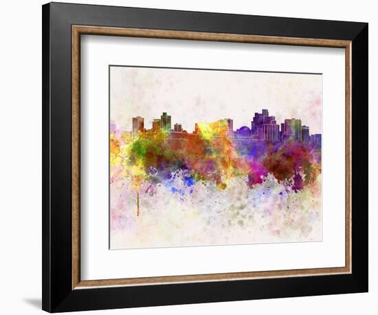 Reno Skyline in Watercolor Background-paulrommer-Framed Art Print