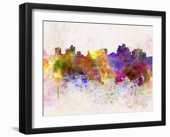 Reno Skyline in Watercolor Background-paulrommer-Framed Art Print