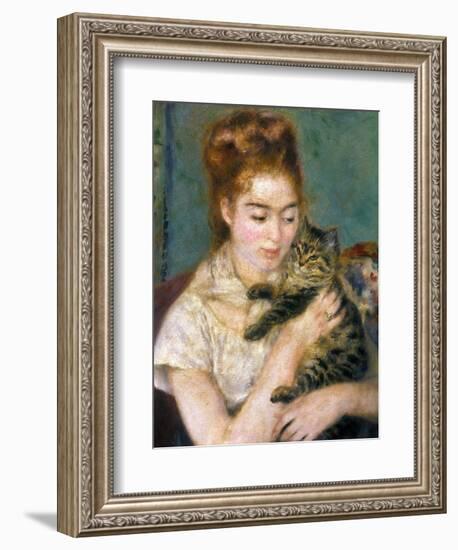 Renoir: Woman With A Cat-Pierre-Auguste Renoir-Framed Giclee Print