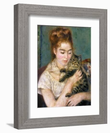 Renoir: Woman With A Cat-Pierre-Auguste Renoir-Framed Giclee Print