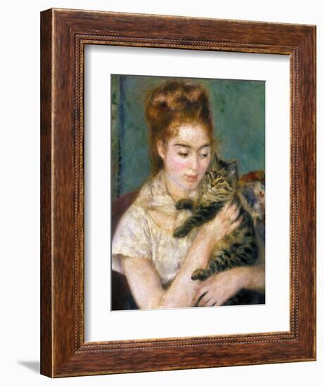 Renoir: Woman With A Cat-Pierre-Auguste Renoir-Framed Giclee Print