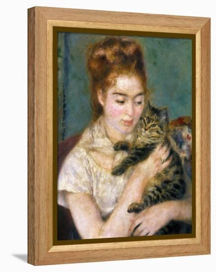 Renoir: Woman With A Cat-Pierre-Auguste Renoir-Framed Premier Image Canvas