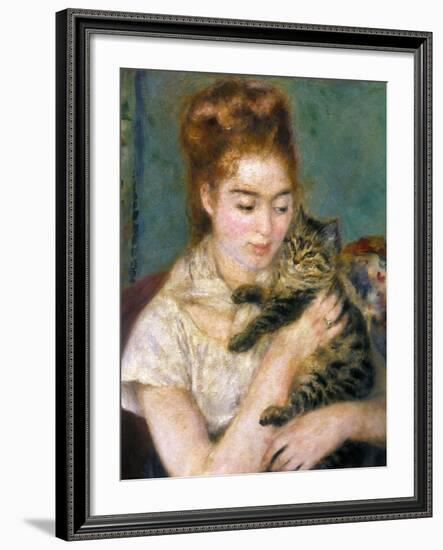 Renoir: Woman With A Cat-Pierre-Auguste Renoir-Framed Giclee Print