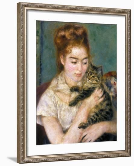 Renoir: Woman With A Cat-Pierre-Auguste Renoir-Framed Giclee Print