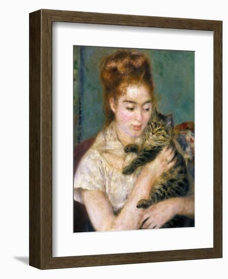 Renoir: Woman With A Cat-Pierre-Auguste Renoir-Framed Premium Giclee Print