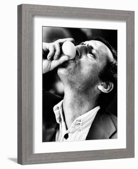Renzo Arbore Drinking a Fresh Egg-null-Framed Photographic Print