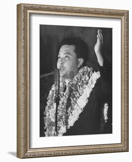 Rep. Daniel K. Inouye During Campaign for House of Representatives-Ralph Crane-Framed Photographic Print