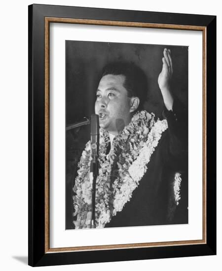 Rep. Daniel K. Inouye During Campaign for House of Representatives-Ralph Crane-Framed Photographic Print