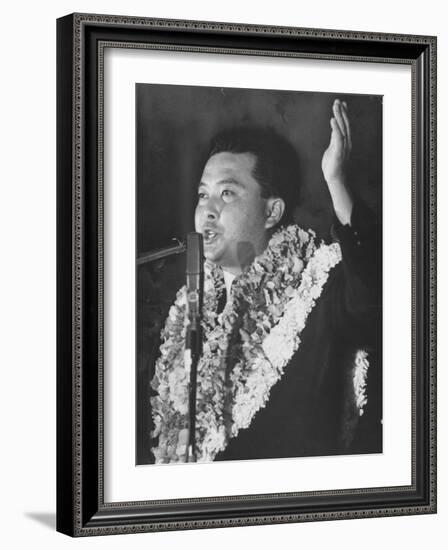 Rep. Daniel K. Inouye During Campaign for House of Representatives-Ralph Crane-Framed Photographic Print