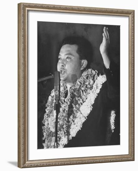 Rep. Daniel K. Inouye During Campaign for House of Representatives-Ralph Crane-Framed Photographic Print