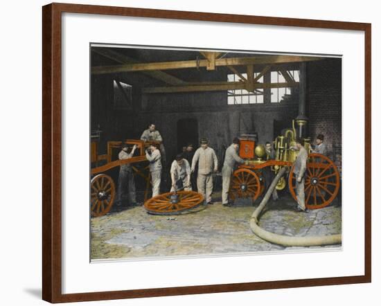 Repairing Fire Engine-null-Framed Photographic Print