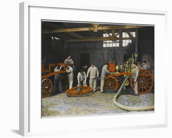 Repairing Fire Engine-null-Framed Photographic Print