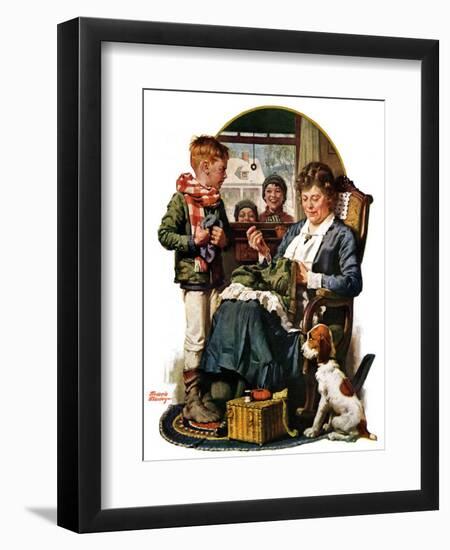 "Repairing Pants,"January 29, 1927-Frederic Stanley-Framed Giclee Print