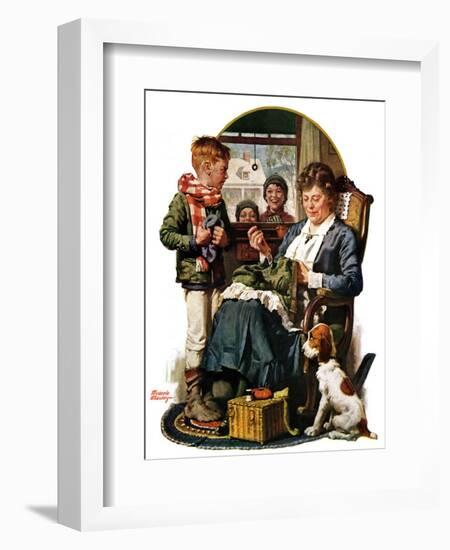 "Repairing Pants,"January 29, 1927-Frederic Stanley-Framed Giclee Print