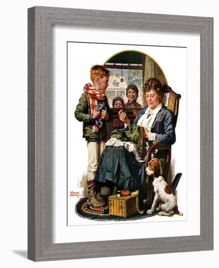 "Repairing Pants,"January 29, 1927-Frederic Stanley-Framed Giclee Print