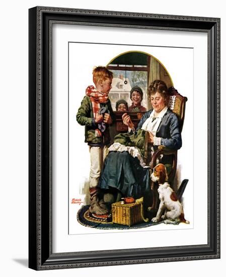 "Repairing Pants,"January 29, 1927-Frederic Stanley-Framed Giclee Print