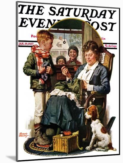 "Repairing Pants," Saturday Evening Post Cover, January 29, 1927-Frederic Stanley-Mounted Giclee Print