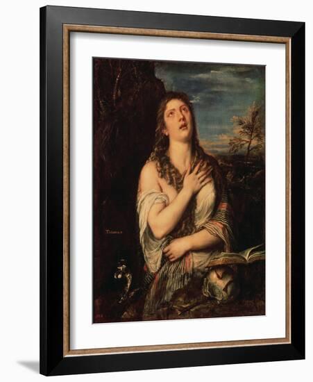 Repentant Mary Magdalene, 1560s-Titian-Framed Giclee Print