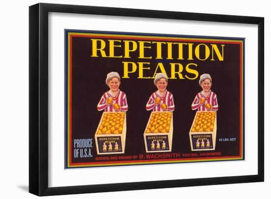 Repetition Pear Label-null-Framed Art Print