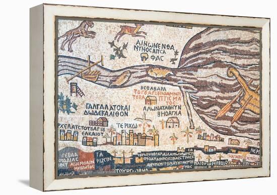 Replica Of Antique Madaba Map Of Holy Land-vvoevale-Framed Stretched Canvas