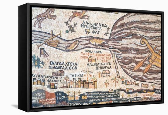 Replica Of Antique Madaba Map Of Holy Land-vvoevale-Framed Stretched Canvas