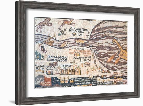 Replica Of Antique Madaba Map Of Holy Land-vvoevale-Framed Art Print