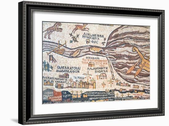 Replica Of Antique Madaba Map Of Holy Land-vvoevale-Framed Art Print