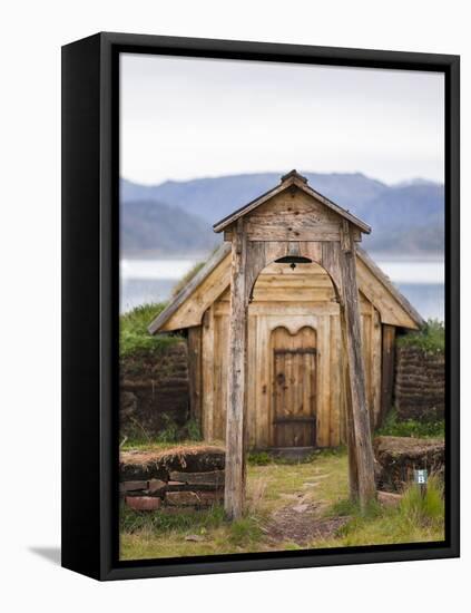 Replica of the church of Tjodhilde. The settlement Qassiarsuk.-Martin Zwick-Framed Premier Image Canvas