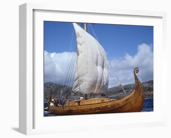 Replica, Oseberg, Viking Ship, West Norway, Norway, Scandinavia-David Lomax-Framed Photographic Print