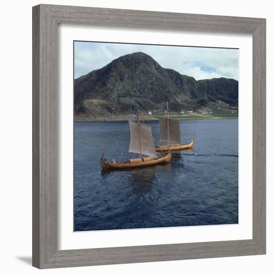 Replica Viking Ships, Oseberg and Gaia, Near Ulstenvik, Norway, Scandinavia, Europe-David Lomax-Framed Photographic Print