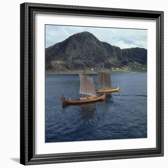 Replica Viking Ships, Oseberg and Gaia, Near Ulstenvik, Norway, Scandinavia, Europe-David Lomax-Framed Photographic Print