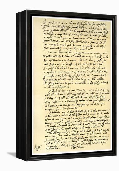 Report by Sir Christopher Wren, 28th July 1675-Christopher Wren-Framed Premier Image Canvas