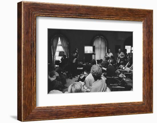 Reporters watch President Carter making TV announcement on aborted Iran rescue, 1980-Marion S. Trikosko-Framed Photographic Print