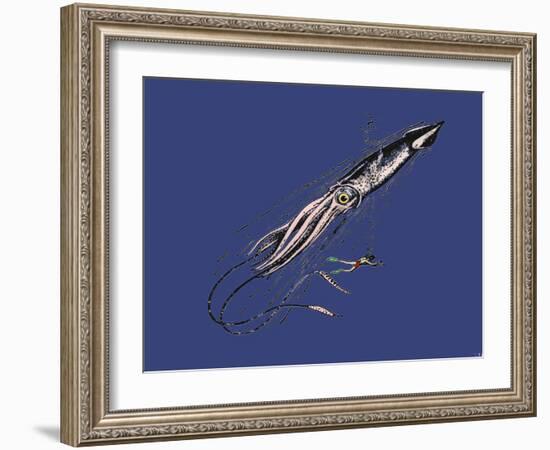 Representation of a Giant Squid (Architeuthys) on the Human Scale. 19Th Century-Unknown Artist-Framed Giclee Print