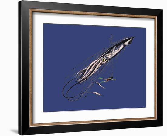 Representation of a Giant Squid (Architeuthys) on the Human Scale. 19Th Century-Unknown Artist-Framed Giclee Print