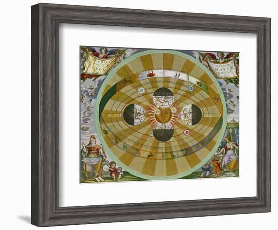 Representation of His System Showing Earth Circling the Sun-Andreas Cellarius-Framed Photographic Print