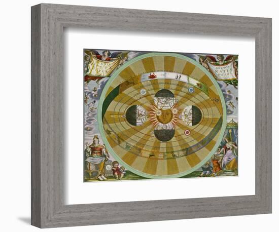 Representation of His System Showing Earth Circling the Sun-Andreas Cellarius-Framed Photographic Print