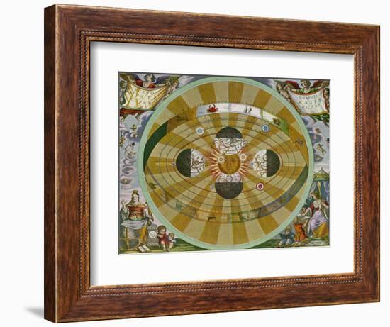 Representation of His System Showing Earth Circling the Sun-Andreas Cellarius-Framed Photographic Print