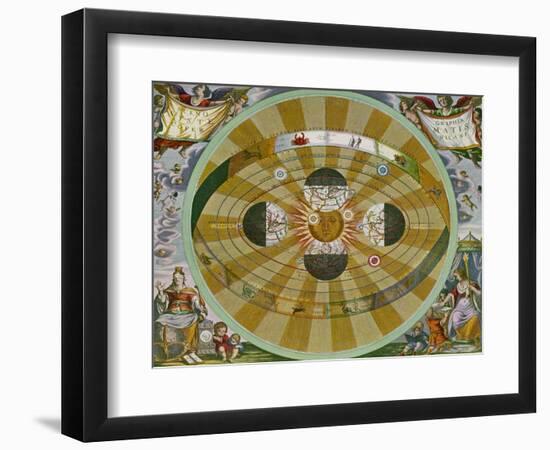 Representation of His System Showing Earth Circling the Sun-Andreas Cellarius-Framed Photographic Print