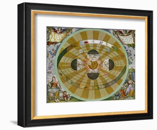 Representation of His System Showing Earth Circling the Sun-Andreas Cellarius-Framed Photographic Print