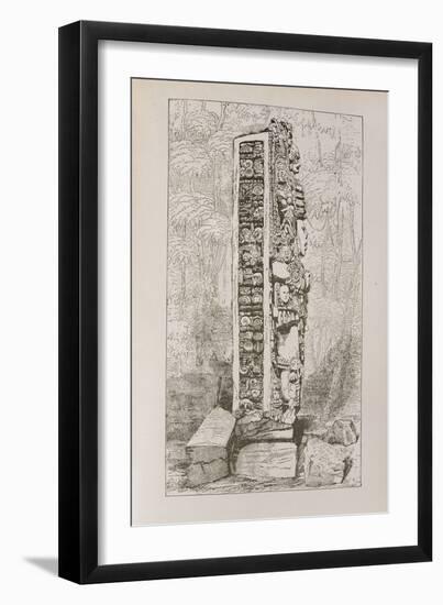 Representation of Mayan Hieroglyphics on a Stele-null-Framed Giclee Print