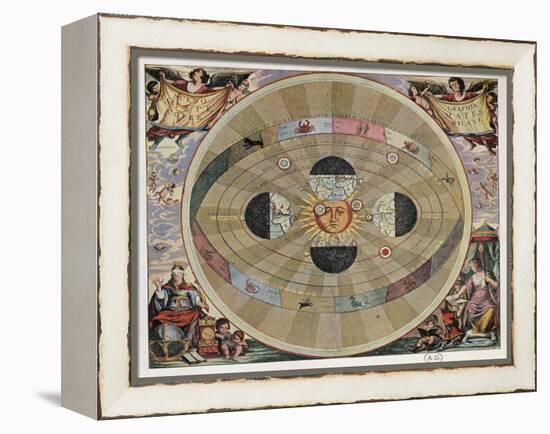 Representation of the Copernican System of the Universe with the Movements of the Earth in Relation-Andreas Cellarius-Framed Premier Image Canvas