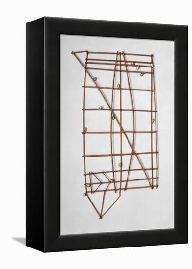 Representation of the Marshall Islands Made with Listels of Palm Tree and Shells-null-Framed Premier Image Canvas