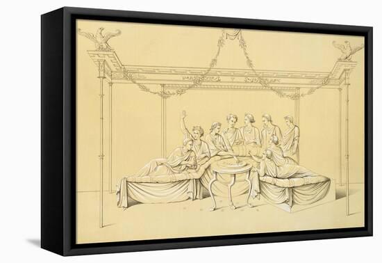 Reproduction of a Drawing from a Fresco Depicting a Board Game-Fausto and Felice Niccolini-Framed Premier Image Canvas