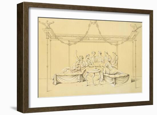 Reproduction of a Drawing from a Fresco Depicting a Board Game-Fausto and Felice Niccolini-Framed Giclee Print