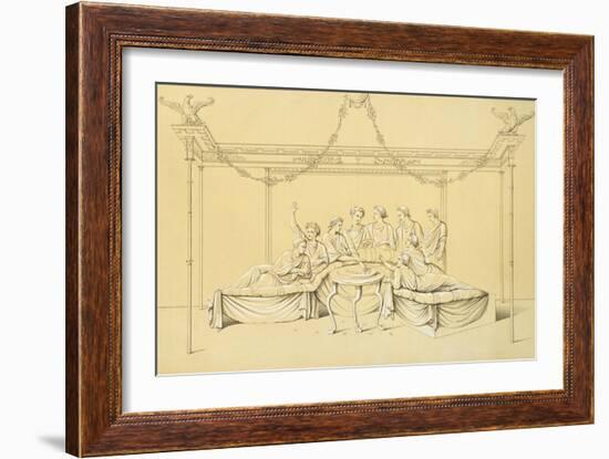 Reproduction of a Drawing from a Fresco Depicting a Board Game-Fausto and Felice Niccolini-Framed Giclee Print