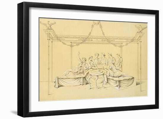 Reproduction of a Drawing from a Fresco Depicting a Board Game-Fausto and Felice Niccolini-Framed Giclee Print