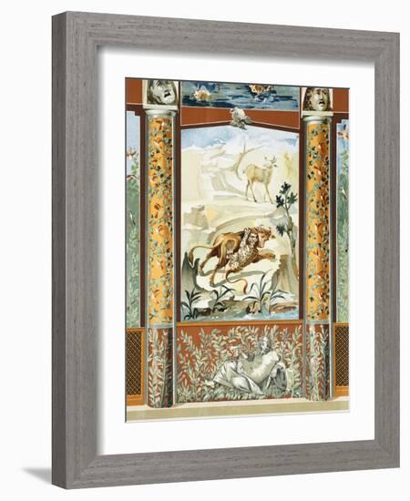 Reproduction of a Fresco Depicting a Wild Animal Attacking a Cow-Fausto and Felice Niccolini-Framed Giclee Print