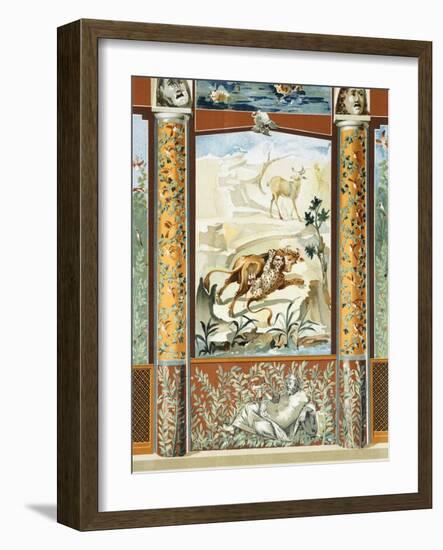 Reproduction of a Fresco Depicting a Wild Animal Attacking a Cow-Fausto and Felice Niccolini-Framed Giclee Print